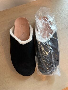 Splendid Black Suede-Look Fleece-Lined Slide Slippers